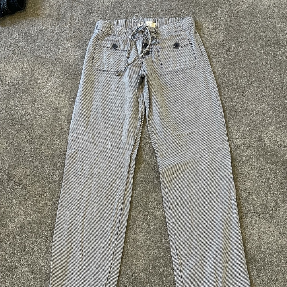 Navy and white pin stripe casual pants